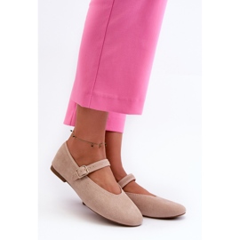 Beige Anlofi Ballet Flats Valmistettu Eco Suede soljella 1