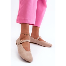 Beige Anlofi Ballet Flats Valmistettu Eco Suede soljella 2