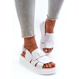 Evento Valkoiset Vivitellia naisten nahkasandaalit alustalla ja kiilalla valkoinen 2