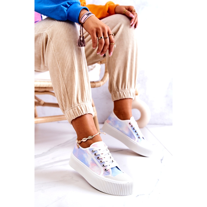 Matalat naisten lenkkarit Blue-Pink-alustalla monivärinen 4