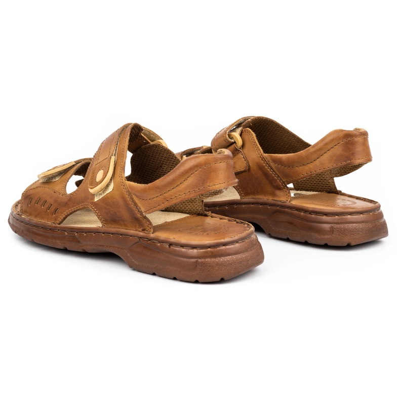 ŁUKPOL Miesten nahkasandaalit tarranauhalla 812 ruskea 3