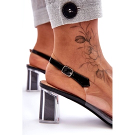 Läpinäkyvät korkeakorkoiset sandaalit koristeilla S.Barski MR1037-43 musta 3