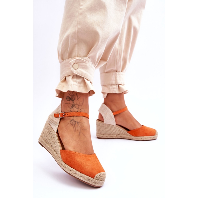 Suede Espadrilles Wedge Sandaalit Oranssi Cammer 3