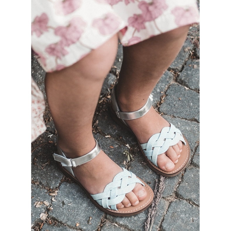 Siniset lasten sandaalit tarrakiinnitys ja yhteenkudotut olkaimet sininen 5