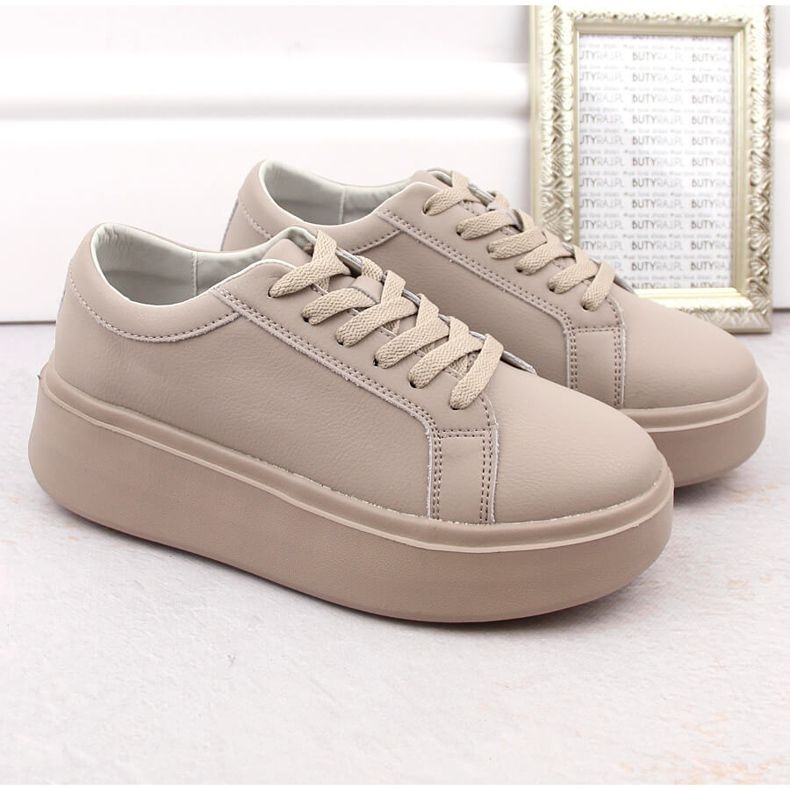 Naisten nahkakengät alustalla, tumma beige, Sergio Leone SP024 1