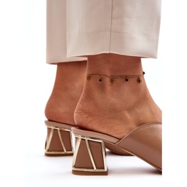 Tyylikkäät naisten korkeakorkoiset varvastossut Laura Messi 2771 beige 1