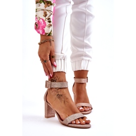 Kiiltävät korkeakorkoiset sandaalit ruusukultaa kultainen 1