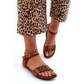 Zazoo 40027 Naisten litteät nahkasandaalit, kupari ruskea 2