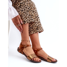 Zazoo 40027 Naisten litteät nahkasandaalit, kupari ruskea 3