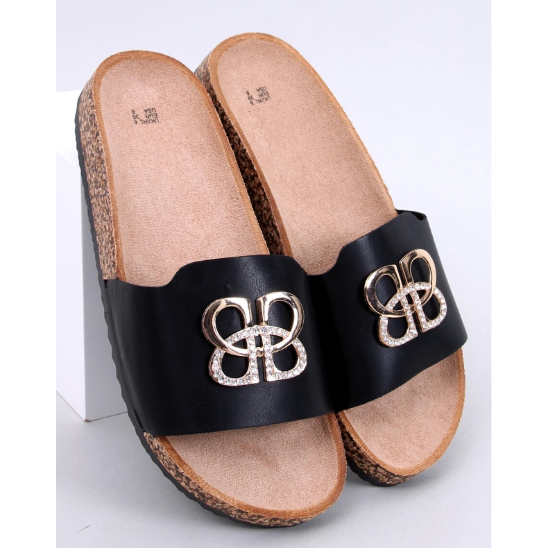 Ibanei Mustat korkkivarvastossut strassilla 1