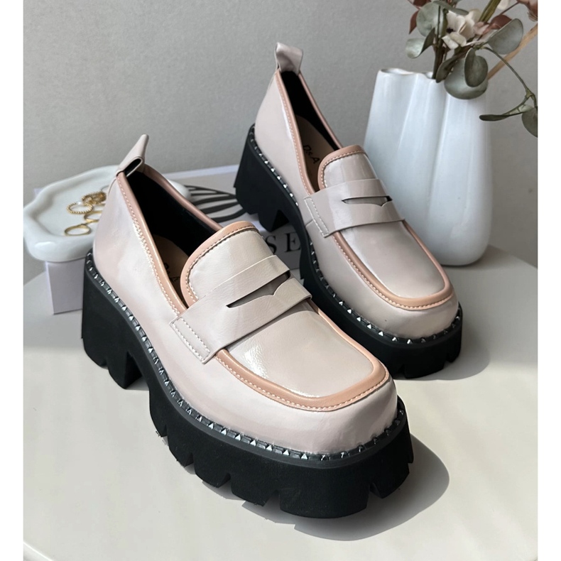 S.Barski Naisten nahkaiset mokasiinit D&amp;A MR870-32 beige 2