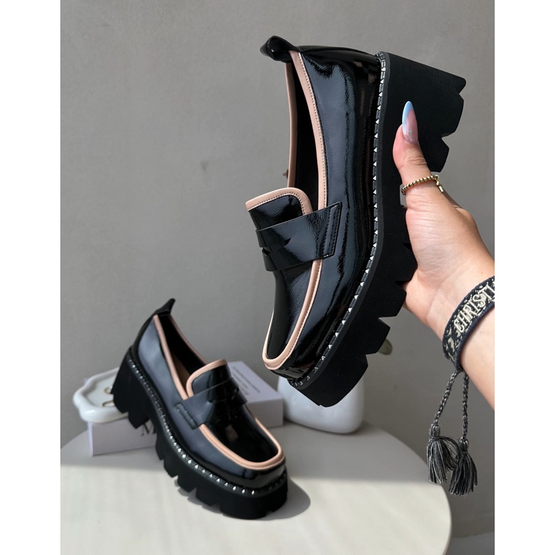 S.Barski Naisten nahkaiset mokasiinit D&amp;A MR870-32 musta 2