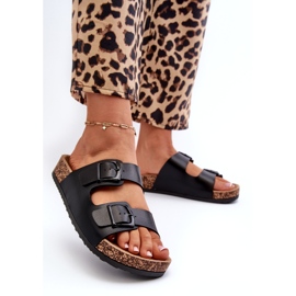 Evento Naisten varvastossut korkkitasolla ja soljet, musta Klinesta 1