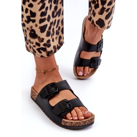 Evento Naisten varvastossut korkkitasolla ja soljet, musta Klinesta 2