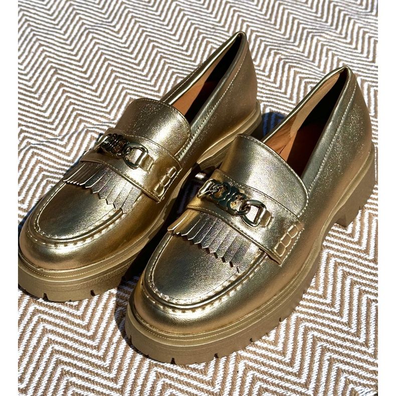 PH2 Naisten Eco-nahkaiset mokasiinit kultakoristeella Zanita kultainen 1