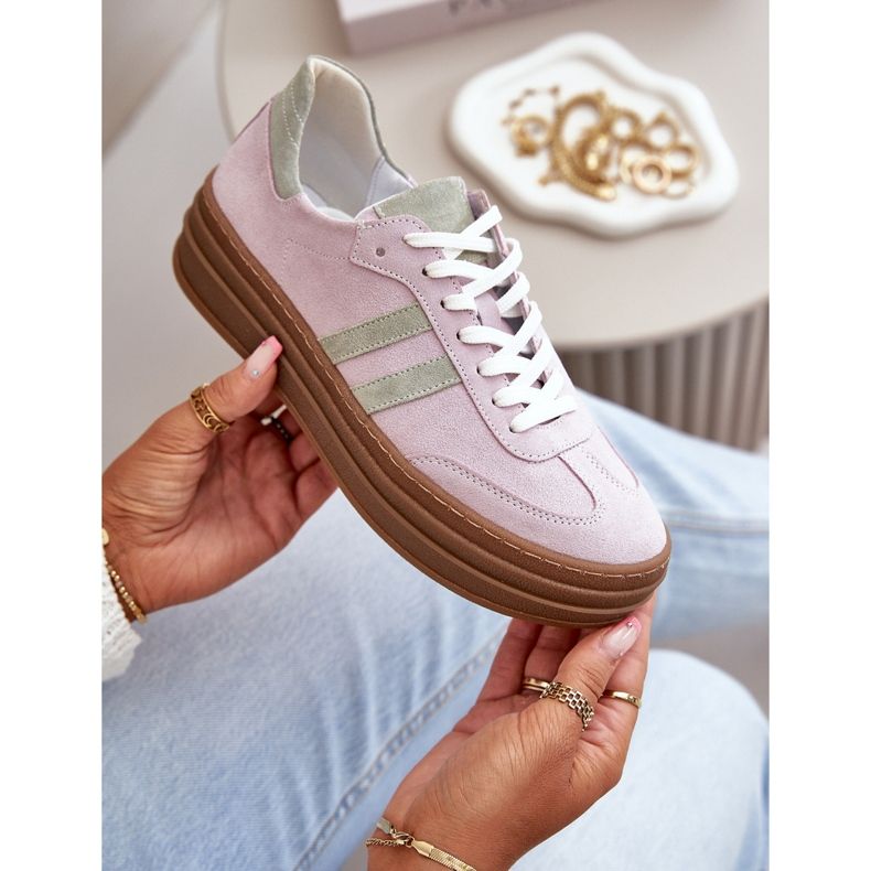 Zazoo N1068S4 naisten mokkanahkaiset lenkkarit, violetti 2