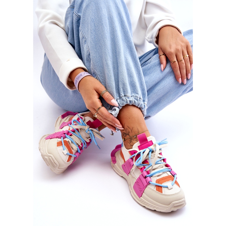 Seastar Naisten muodikkaat nauhalliset urheilukengät, beige ja pinkki 3