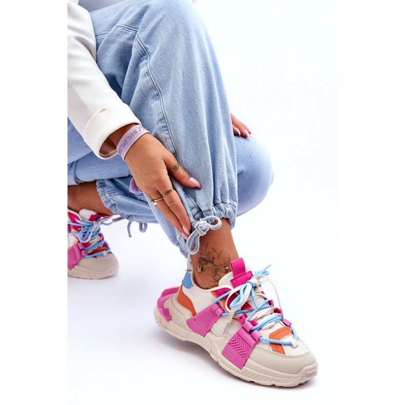 Seastar Naisten muodikkaat nauhalliset urheilukengät, beige ja pinkki 2