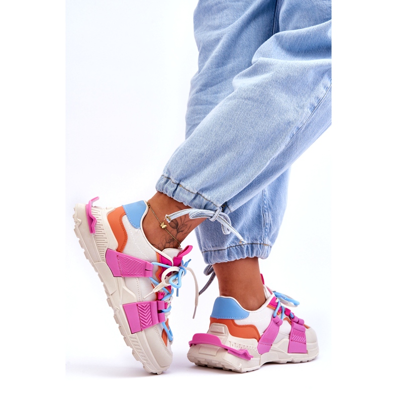 Seastar Naisten muodikkaat nauhalliset urheilukengät, beige ja pinkki 1