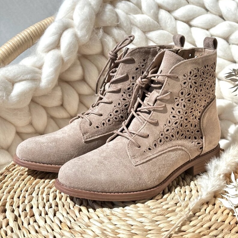 S.barski HY66-136 naisten nilkkurit, joissa kuviollinen, vaalea beige 1