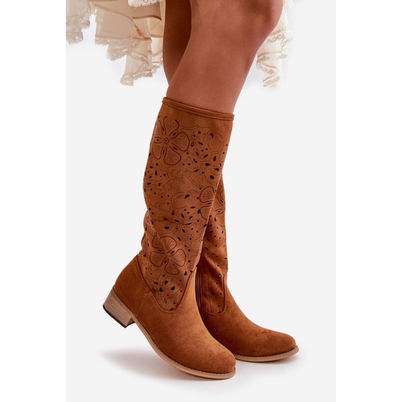 Harjakatkoiset naisten korkokengät, Eco Mokka, Kiinnitetään vetoketjulla, Camel Orkidea ruskea 1