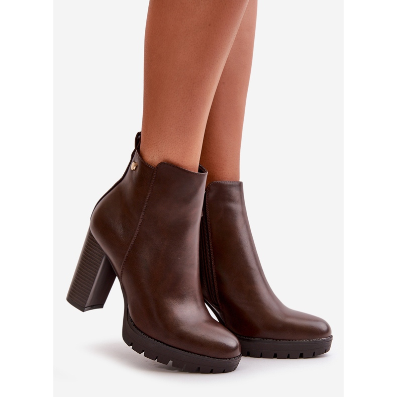 Naisten eristetyt korkokengät, vetoketjukiinnitys, Tummanruskea Bioria 1