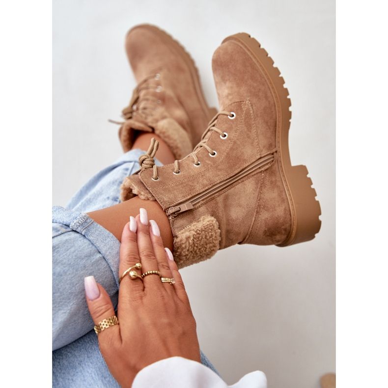 Naisten eristetyt työsaappaat vetoketjulla, ruskea Mivael beige 2