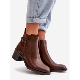 Naisten eristetyt saappaat korkeakorkoisella soljella, ruskea Nevillira 1