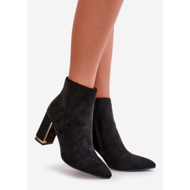 Naisten korkeakorkoiset nilkkurit, vetoketjulla, eristetty, Eco Suede, musta Mevair 1