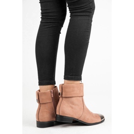 Ideal Shoes Suede nilkkurit vetoketjulla vaaleanpunainen 1