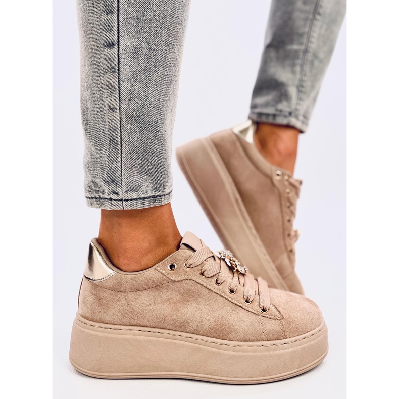 Platform tennarit, joissa on kristalli-nalle Silma Khaki beige 1
