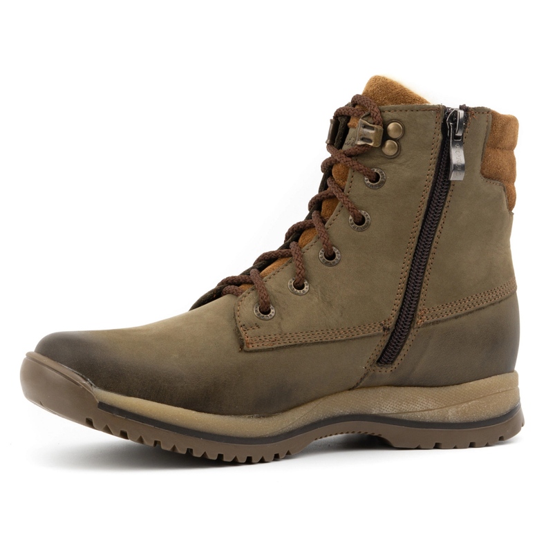 Olivier Naisten nahkaiset vaelluskengät nauhoitusnilkkureilla, talvi 360BB, oliivi vihreä 1