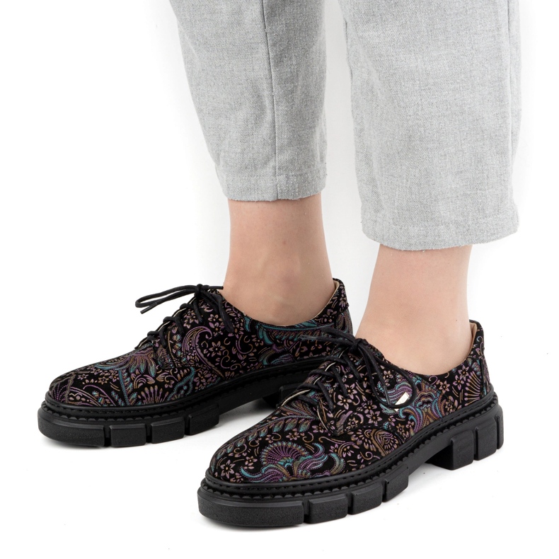 Olivier Naisten nahkakengät paksulla pohjalla, kukat 1134, turkoosi monivärinen 1