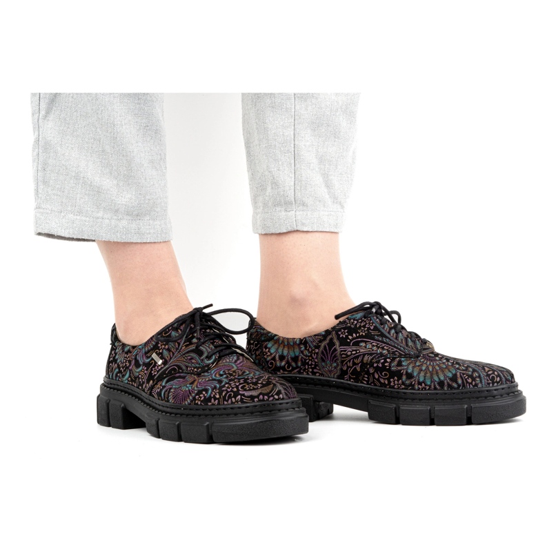 Olivier Naisten nahkakengät paksulla pohjalla, kukat 1134, turkoosi monivärinen 2