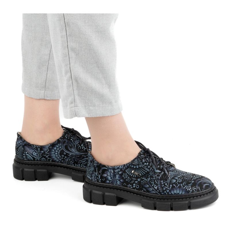 Olivier Naisten nahkakengät paksulla pohjalla, kukat 1134, sininen monivärinen 1