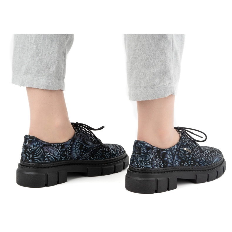 Olivier Naisten nahkakengät paksulla pohjalla, kukat 1134, sininen monivärinen 2