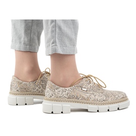 Olivier Naisten nahkakengät paksulla pohjalla, kukat 1134, beige 2