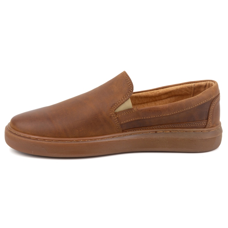 Miesten slip-on kengät luonnonnahasta POLBUT 2124 kamelin ruskea 1