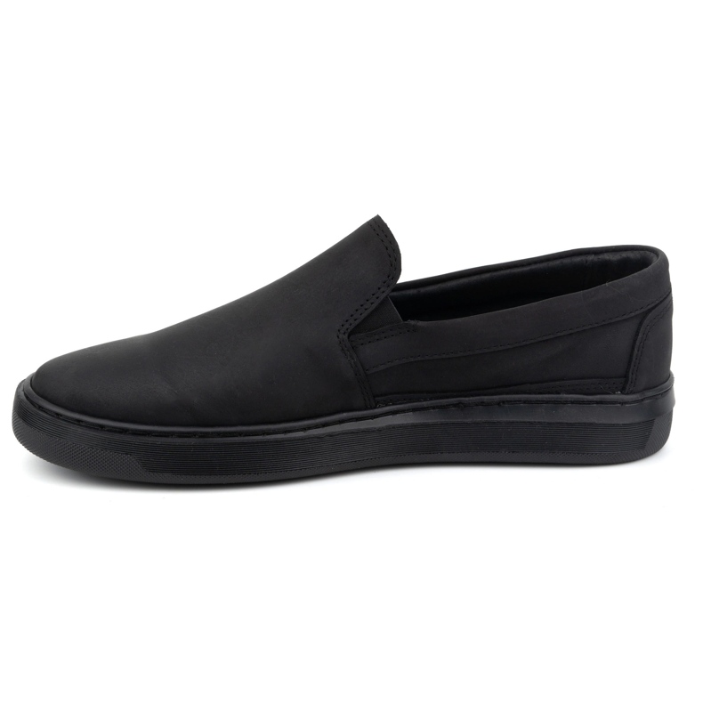Miesten slip-on kengät luonnonnahasta POLBUT 2124 musta 1