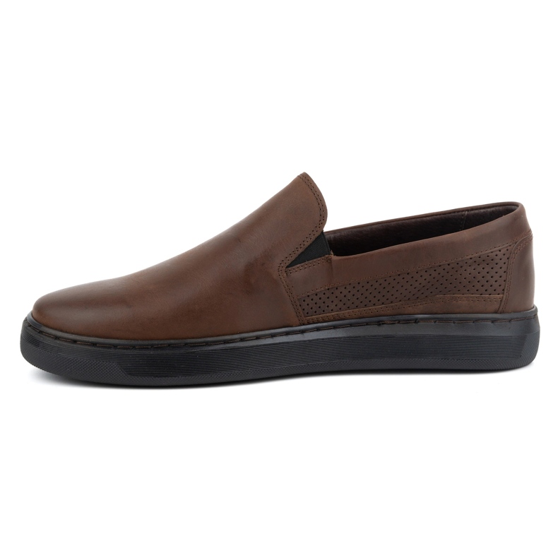 Miesten slip-on kengät luonnonnahasta POLBUT 2124P, ruskea 1