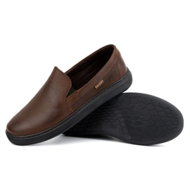 Miesten slip-on kengät luonnonnahasta POLBUT 2124P, ruskea 3