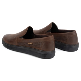 Miesten slip-on kengät luonnonnahasta POLBUT 2124P, ruskea 6