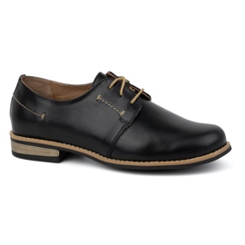 WASAK Naisten nahkaiset nauhakengät 0393W, musta 1