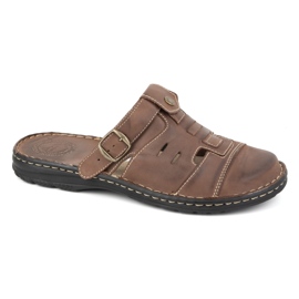 Olivier Klassiset miesten nahkaiset varvastossut kantahihnalla 0045 ruskea 1