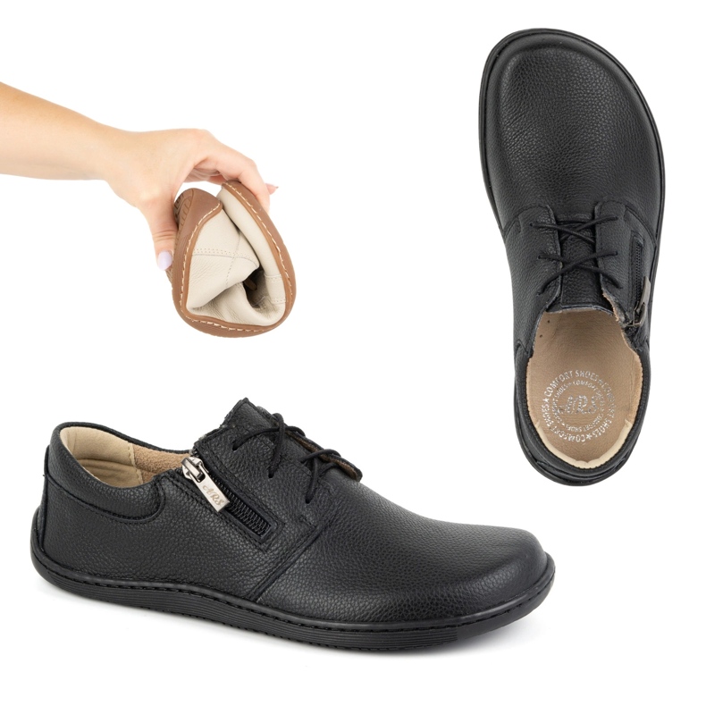 Olivier Naisten avojaloin minimalistiset nahkakengät 1244 musta 1