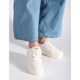 Valkoiset naisten urheilukengät korkealla pohjalla valkoinen 1