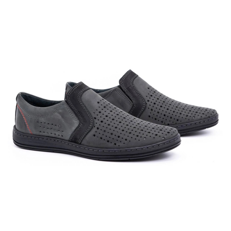 Olivier Miesten nahkaiset mokasiinikengät kesälle 713MP harmaa 2