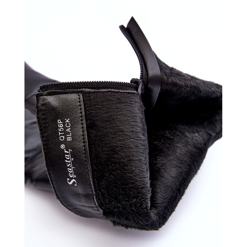 Nahkaiset polvenylittävät korkokengät, mustat serpensaat 1