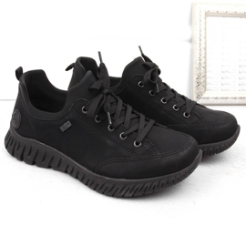 Vedenpitävät, mukavat naisten mustat slip-on kengät Rieker M5352-00 1