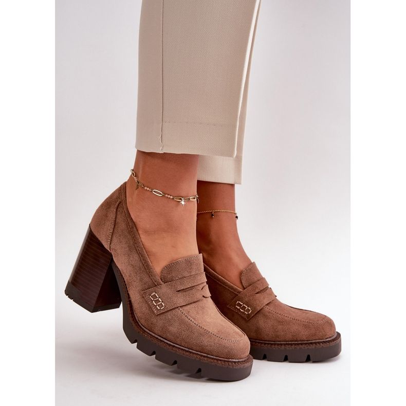 Naisten korkokengät Eco Suede Brown Vinceza 58105 -materiaalista ruskea 2